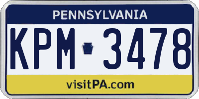 PA license plate KPM3478