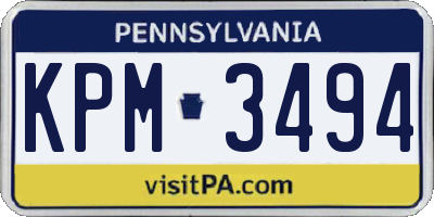 PA license plate KPM3494