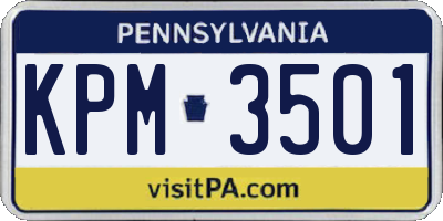 PA license plate KPM3501