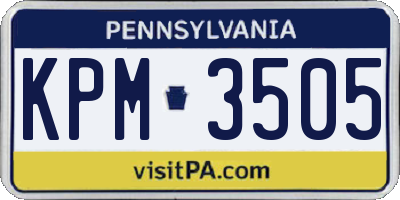 PA license plate KPM3505