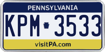 PA license plate KPM3533