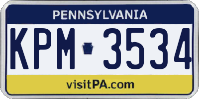 PA license plate KPM3534