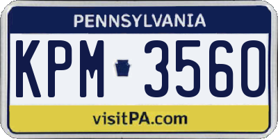 PA license plate KPM3560