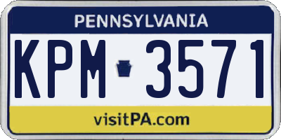 PA license plate KPM3571