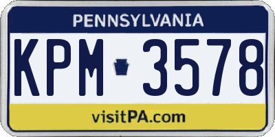 PA license plate KPM3578