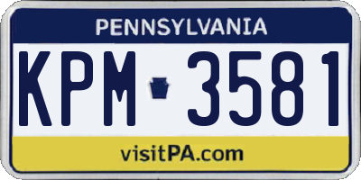 PA license plate KPM3581