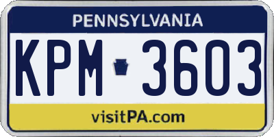 PA license plate KPM3603