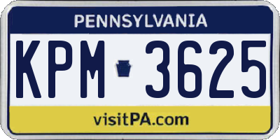 PA license plate KPM3625