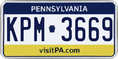 PA license plate KPM3669