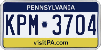 PA license plate KPM3704