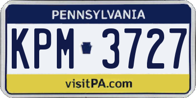 PA license plate KPM3727