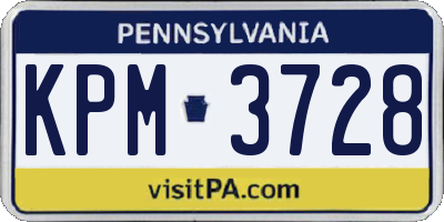 PA license plate KPM3728