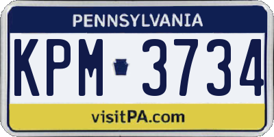 PA license plate KPM3734