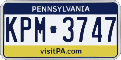PA license plate KPM3747