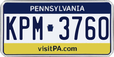 PA license plate KPM3760