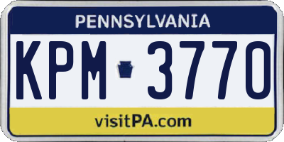 PA license plate KPM3770