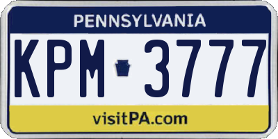 PA license plate KPM3777