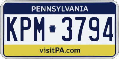 PA license plate KPM3794