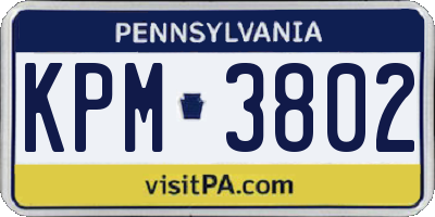 PA license plate KPM3802