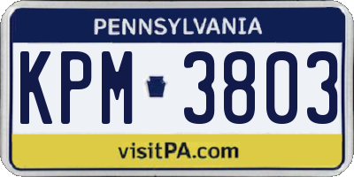 PA license plate KPM3803