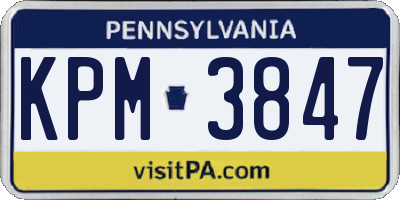 PA license plate KPM3847
