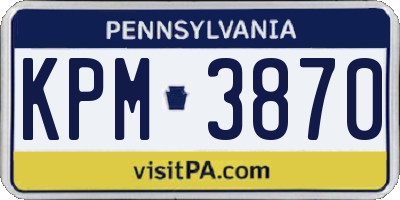 PA license plate KPM3870