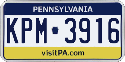 PA license plate KPM3916