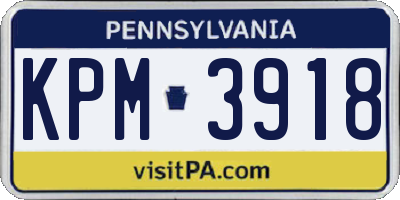 PA license plate KPM3918