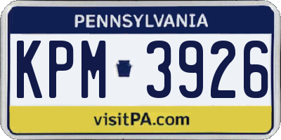PA license plate KPM3926