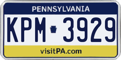 PA license plate KPM3929