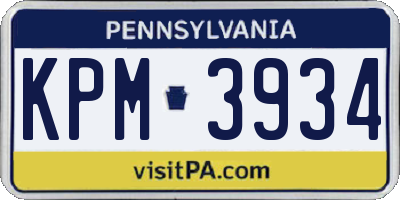 PA license plate KPM3934