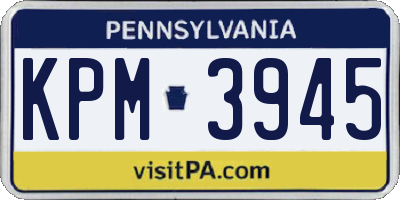 PA license plate KPM3945