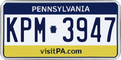 PA license plate KPM3947