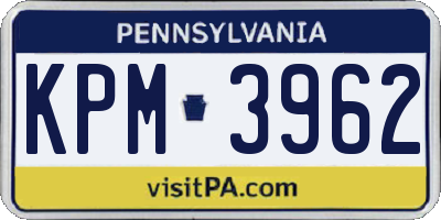 PA license plate KPM3962