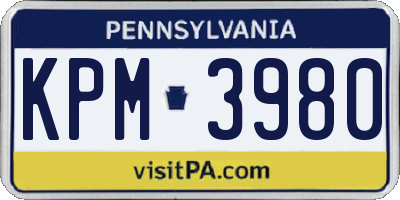 PA license plate KPM3980