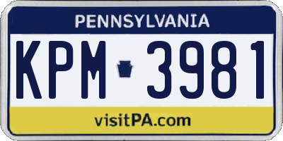 PA license plate KPM3981