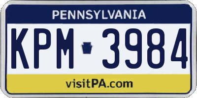 PA license plate KPM3984