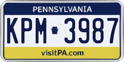PA license plate KPM3987