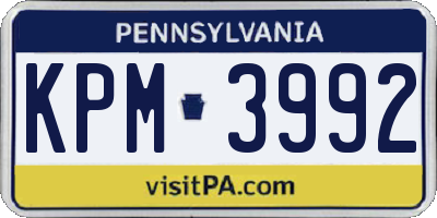 PA license plate KPM3992