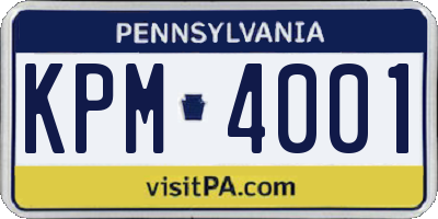 PA license plate KPM4001
