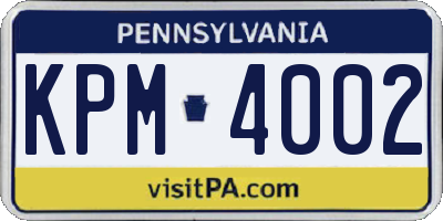 PA license plate KPM4002
