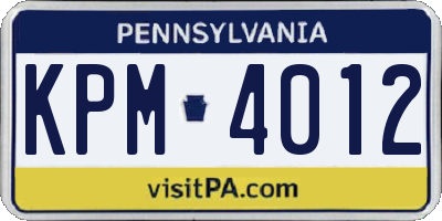 PA license plate KPM4012