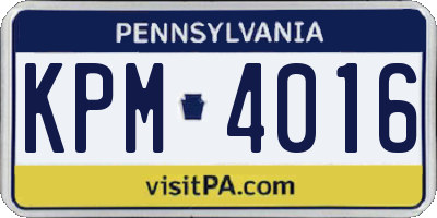 PA license plate KPM4016