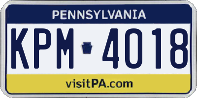 PA license plate KPM4018