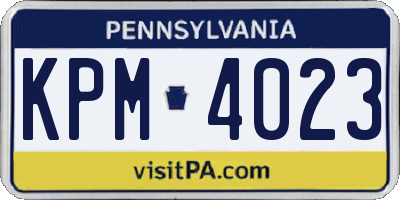 PA license plate KPM4023