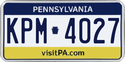 PA license plate KPM4027