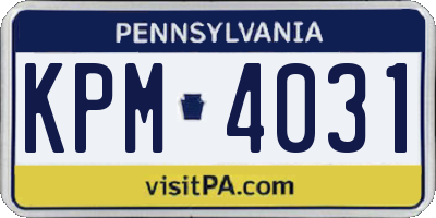 PA license plate KPM4031