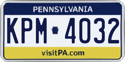 PA license plate KPM4032