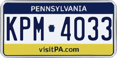 PA license plate KPM4033