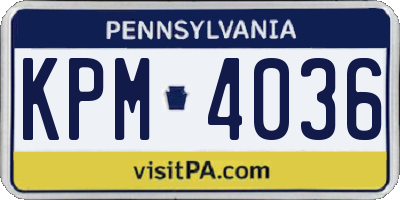 PA license plate KPM4036